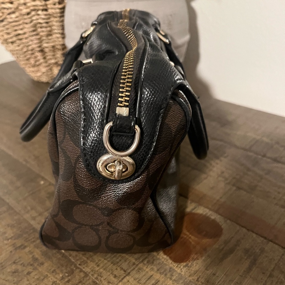 Coach Brown and Black Signature Satchel Crossbody NO STRAP - Picture 3 of 13